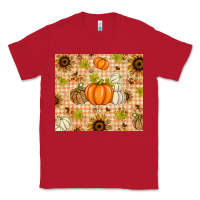 Red Fall Pumpkins and Sunflowers with Leopard Classic Tee - texasbilliewilder