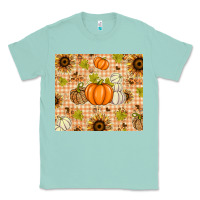 Seafoam Fall Pumpkins and Sunflowers with Leopard Classic Tee - texasbilliewilder
