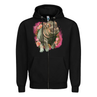 Black leopard baby hippo Zipper Hoodie - LillyAllenDesigns
