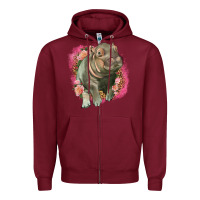 Burgundy leopard baby hippo Zipper Hoodie - LillyAllenDesigns