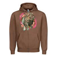 Chestnut leopard baby hippo Zipper Hoodie - LillyAllenDesigns