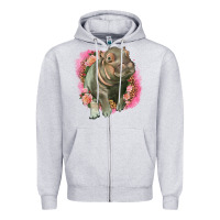 Heather Grey leopard baby hippo Zipper Hoodie - LillyAllenDesigns
