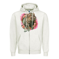 Oatmeal Heather leopard baby hippo Zipper Hoodie - LillyAllenDesigns