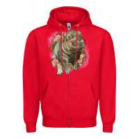 Red leopard baby hippo Zipper Hoodie - LillyAllenDesigns