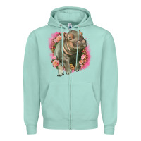 Seafoam leopard baby hippo Zipper Hoodie - LillyAllenDesigns