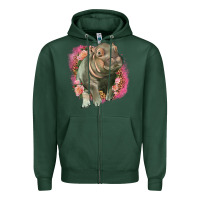 Sports Green leopard baby hippo Zipper Hoodie - LillyAllenDesigns