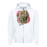 White leopard baby hippo Zipper Hoodie - LillyAllenDesigns
