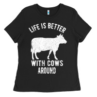 Black Life Is Better With Cows Around Ladies Tee - Bettercallsaul
