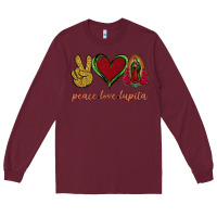 Burgundy Peace Love Lupita Long Sleeve Tee - Jasminsmagicworld