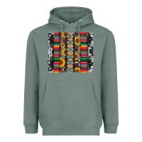 Sage cowhıde aztec serape wıth leopard and sunflowers brushstroke Heavyweight Hoodie - Artiststas