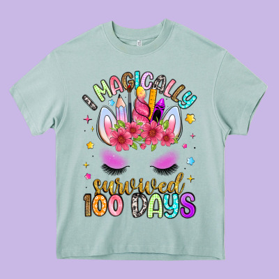 I Magically Survived 100 Days Heavy Core Tee Designed By Artiststas