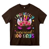 Chocolate Brown i magically survived 100 days Heavy Core Tee - Artiststas
