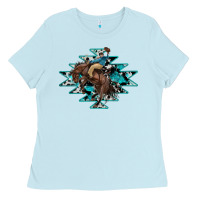 Baby Blue western cowboy Ladies Tee - RanaPortraitStore