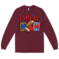 Burgundy Football mom red and blue team color mother's day Long Sleeve Tee - HowdyJamesFarm
