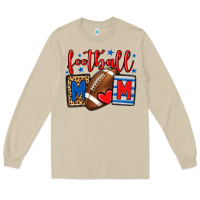 Mushroom Football mom red and blue team color mother's day Long Sleeve Tee - HowdyJamesFarm