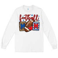 White Football mom red and blue team color mother's day Long Sleeve Tee - HowdyJamesFarm