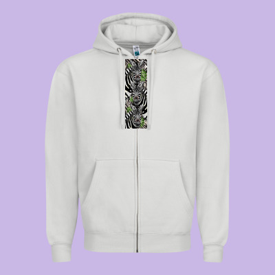 Zebra Zipper Hoodie Designed By Lillyallendesigns