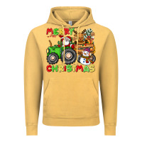 Vintage Mustard merry christmas crew tractor Vintage Hoodie - CowGirlArtShop