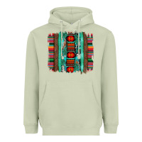 Serape Aztec Leopard And Turquoise Glitter With Gemstone Brushstroke Heavyweight Hoodie | Teevron
