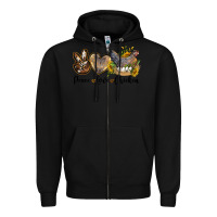 Black peace love chicken Zipper Hoodie - LillyAllenDesigns