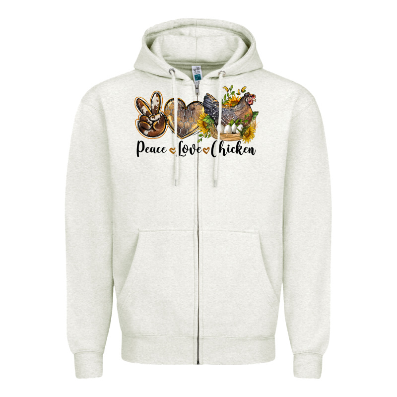 Peace Love Chicken Zipper Hoodie by LillyAllenDesigns | Teevron