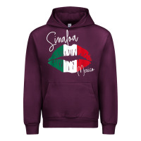 Mauve Wine GGT Travel Souvenir Style SINALOA MX Flag Lips Urban Hoodie - trangStudio
