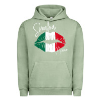 Pigment Oil Green GGT Travel Souvenir Style SINALOA MX Flag Lips Urban Hoodie - trangStudio
