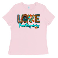 Bubblegum Pink love thanksgiving turkey Ladies Tee - RanaPortraitStore