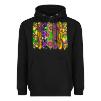 Black mardi gras sunflower fleur de lis leopard cowhide brushstrokes Heavyweight Hoodie - Artiststas