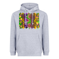 Heather Grey mardi gras sunflower fleur de lis leopard cowhide brushstrokes Heavyweight Hoodie - Artiststas