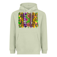 Matcha mardi gras sunflower fleur de lis leopard cowhide brushstrokes Heavyweight Hoodie - Artiststas