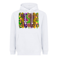 White mardi gras sunflower fleur de lis leopard cowhide brushstrokes Heavyweight Hoodie - Artiststas