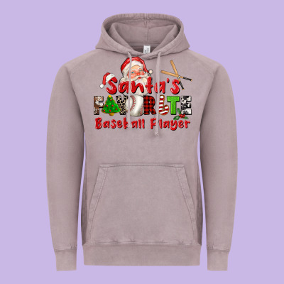 Santas Favorite Baseball Player Vintage Hoodie Designed By Cowgirlartshop