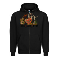 Black Peace Love T Rex Zipper Hoodie - LillyAllenDesigns