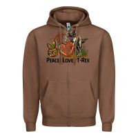 Chestnut Peace Love T Rex Zipper Hoodie - LillyAllenDesigns