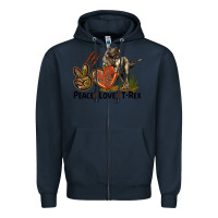 Navy Peace Love T Rex Zipper Hoodie - LillyAllenDesigns