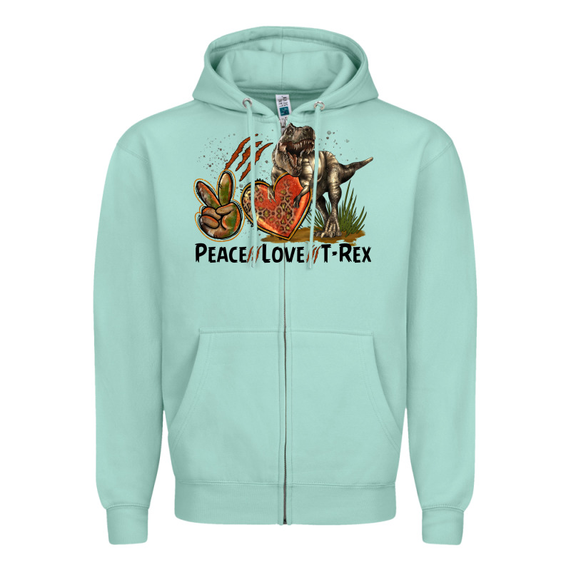 Peace Love T Rex Zipper Hoodie by LillyAllenDesigns | Teevron