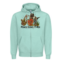 Seafoam Peace Love T Rex Zipper Hoodie - LillyAllenDesigns