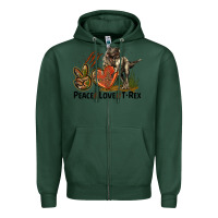 Sports Green Peace Love T Rex Zipper Hoodie - LillyAllenDesigns