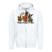 White Peace Love T Rex Zipper Hoodie - LillyAllenDesigns