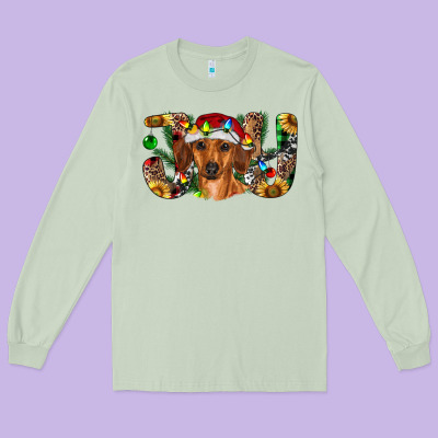Dachshund Christmas Joy Long Sleeve Tee Designed By Ranaportraitstore