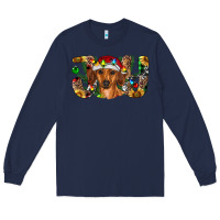 Navy dachshund christmas joy Long Sleeve Tee - RanaPortraitStore