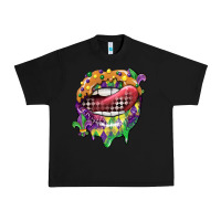 Black mardi gras lips Urban Heavy Tee - CowGirlArtShop