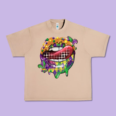 Mardi Gras Lips Urban Heavy Tee Designed By Cowgirlartshop