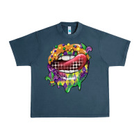 Midnight Navy mardi gras lips Urban Heavy Tee - CowGirlArtShop