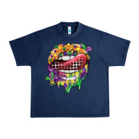 Navy mardi gras lips Urban Heavy Tee - CowGirlArtShop