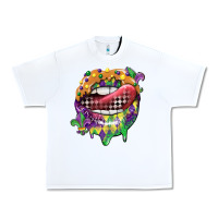 White mardi gras lips Urban Heavy Tee - CowGirlArtShop