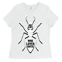 White Just A Boy Who Loves Ants Ladies Tee - Bettercallsaul