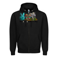 Black Peace Love Southdown Sheep Zipper Hoodie - LillyAllenDesigns