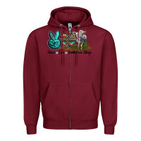 Burgundy Peace Love Southdown Sheep Zipper Hoodie - LillyAllenDesigns